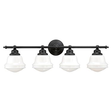 Huntley 4L Vanity Milk Glass In Oil Rubbed Bronze