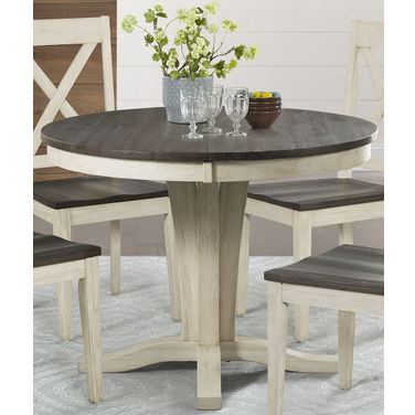 Huron Distressed Chalk Cocoa Bean Extendable Round Dining Table