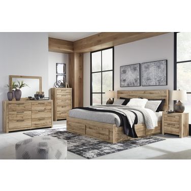 Hyanna Platform Double Storage Bedroom Set In Tan