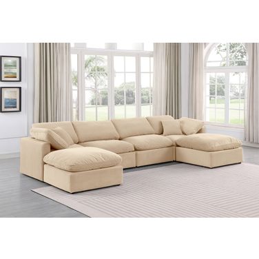 Indulge 6 Piece Modular Sectional In Beige Velvet