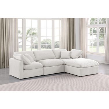 Indulge 4 Piece Modular Sectional In Cream Velvet