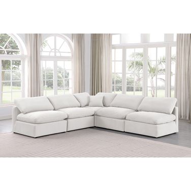 Indulge 5 Piece Modular Sectional In Cream Velvet