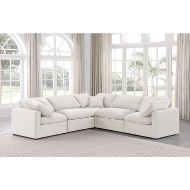 Indulge 5 Piece Modular Sectional In Cream Velvet