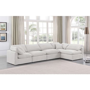 Indulge 5 Piece Modular Sectional In Cream Velvet