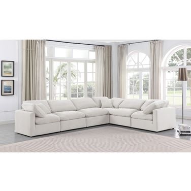Indulge 6 Piece Modular Sectional In Cream Velvet