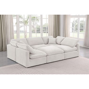 Indulge 6 Piece Modular Sectional In Cream Velvet