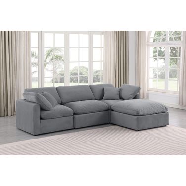 Indulge 4 Piece Modular Sectional In Grey Velvet