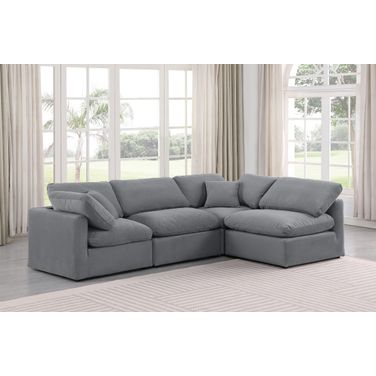 Indulge 4 Piece Modular Sectional In Grey Velvet