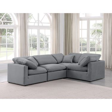 Indulge 4 Piece Modular Sectional In Grey Velvet