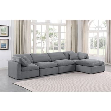 Indulge 5 Piece Modular Sectional In Grey Velvet