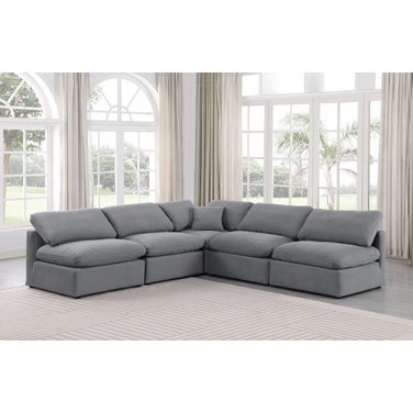 Indulge 5 Piece Modular Sectional In Grey Velvet