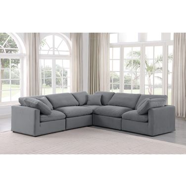 Indulge 5 Piece Modular Sectional In Grey Velvet