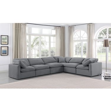 Indulge 6 Piece Modular Sectional In Grey Velvet
