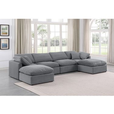 Indulge 6 Piece Modular Sectional In Grey Velvet