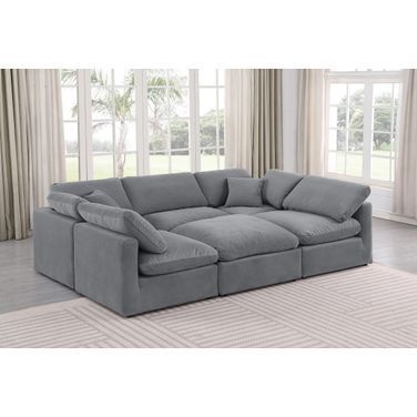 Indulge 6 Piece Modular Sectional In Grey Velvet