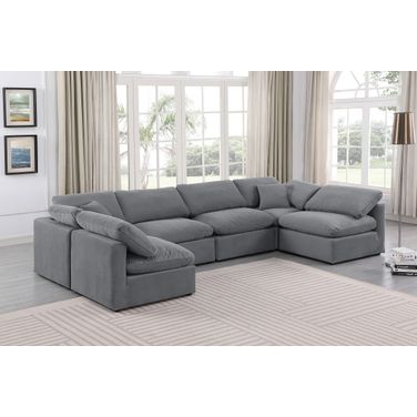 Indulge 6 Piece Modular Sectional In Grey Velvet