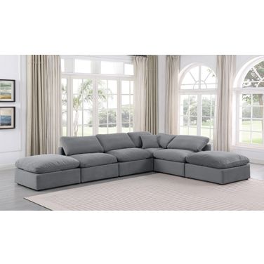 Indulge 6 Piece Modular Sectional In Grey Velvet