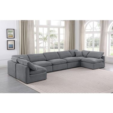 Indulge 7 Piece Modular Sectional In Grey Velvet