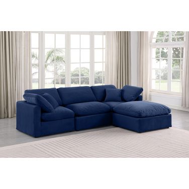 Indulge 4 Piece Modular Sectional In Navy Velvet