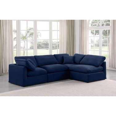 Indulge 4 Piece Modular Sectional In Navy Velvet