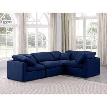 Indulge 4 Piece Modular Sectional In Navy Velvet