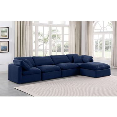 Indulge 5 Piece Modular Sectional In Navy Velvet