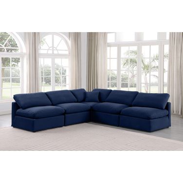 Indulge 5 Piece Modular Sectional In Navy Velvet