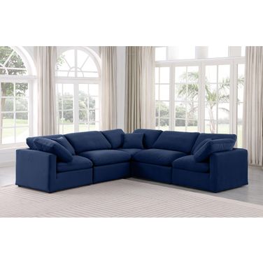 Indulge 5 Piece Modular Sectional In Navy Velvet