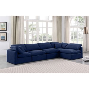 Indulge 5 Piece Modular Sectional In Navy Velvet