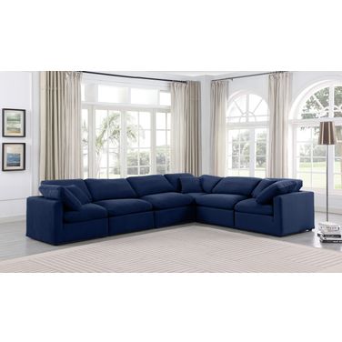 Indulge 6 Piece Modular Sectional In Navy Velvet