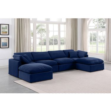 Indulge 6 Piece Modular Sectional In Navy Velvet