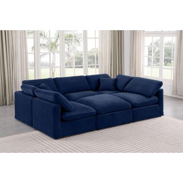 Indulge 6 Piece Modular Sectional In Navy Velvet