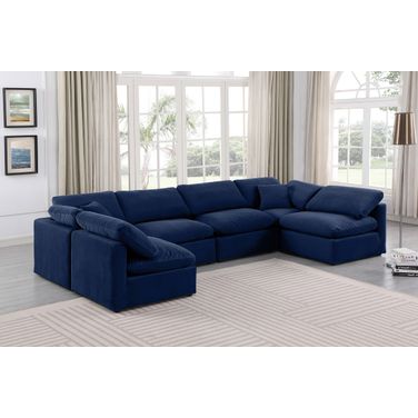 Indulge 6 Piece Modular Sectional In Navy Velvet