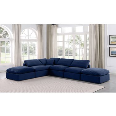 Indulge 6 Piece Modular Sectional In Navy Velvet