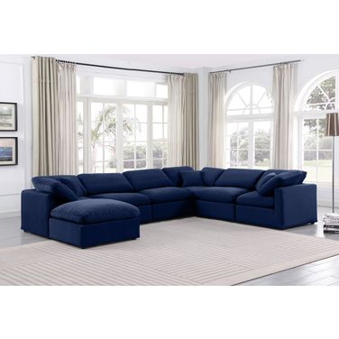 Indulge 7 Piece Modular Sectional In Navy Velvet