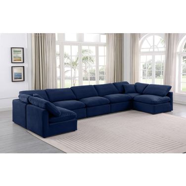 Indulge 7 Piece Modular Sectional In Navy Velvet
