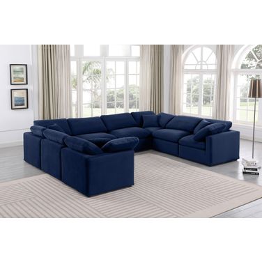 Indulge 8 Piece Modular Sectional In Navy Velvet