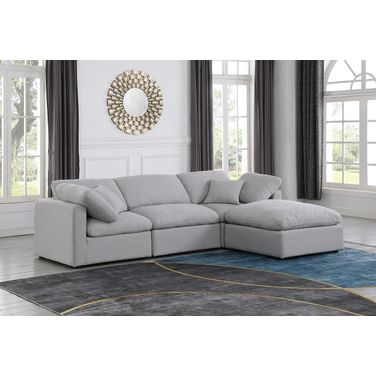 Indulge Textured Fabric 4 Piece Modular Sectional In Grey Linen
