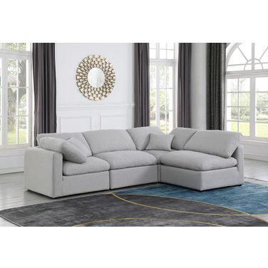 Indulge Textured Fabric 4 Piece Modular Sectional In Grey Linen