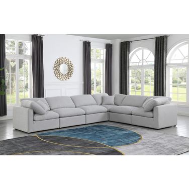 Indulge Textured Fabric 6 Piece Modular Sectional In Grey Linen