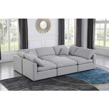 Indulge Textured Fabric 6 Piece Modular Sectional In Grey Linen