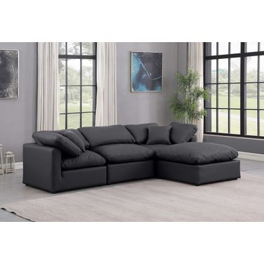 Indulge Vegan Leather 4 Piece Modular Sectional In Black