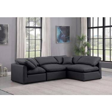 Indulge Vegan Leather 4 Piece Modular Sectional In Black