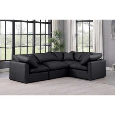 Indulge Vegan Leather 4 Piece Modular Sectional In Black
