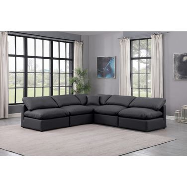 Indulge Vegan Leather 5 Piece Modular Sectional In Black