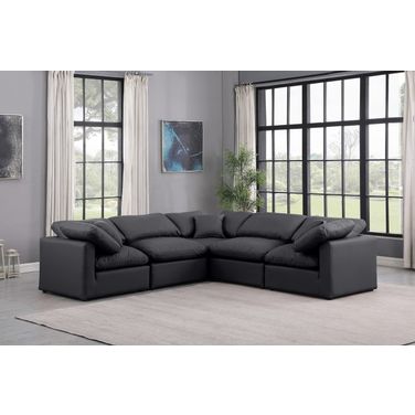 Indulge Vegan Leather 5 Piece Modular Sectional In Black
