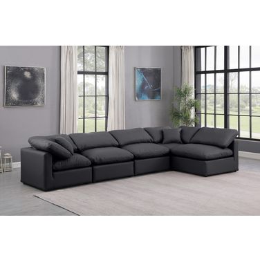 Indulge Vegan Leather 5 Piece Modular Sectional In Black