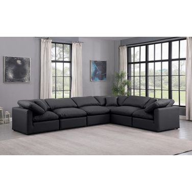 Indulge Vegan Leather 6 Piece Modular Sectional In Black