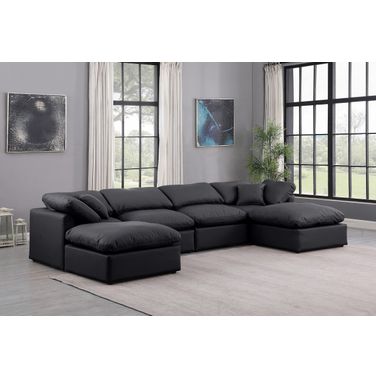 Indulge Vegan Leather 6 Piece Modular Sectional In Black