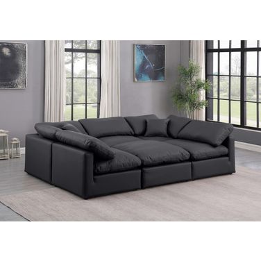 Indulge Vegan Leather 6 Piece Modular Sectional In Black